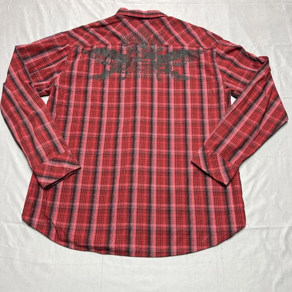 Mark Ecko Y2K Red/Black Plaid Casual Button Down 100% Cotton Long Sleeve SZ XXL - Picture 10 of 16